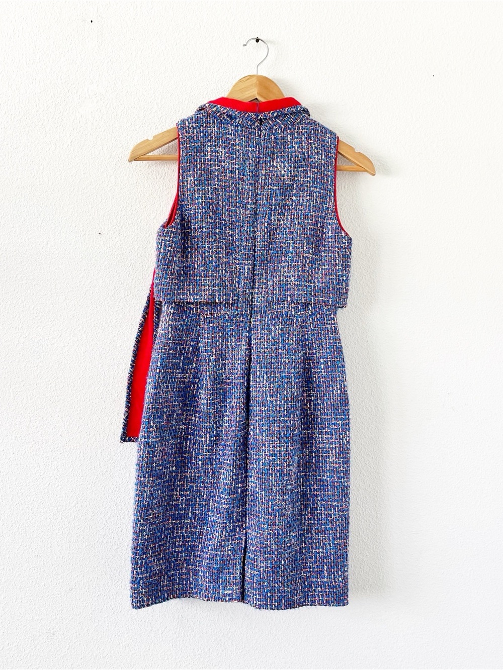 J.Crew Tie-Neck Autumn Tweed Italian Wool Blend Sleeveless Career Mini Dress - Picture 7 of 10
